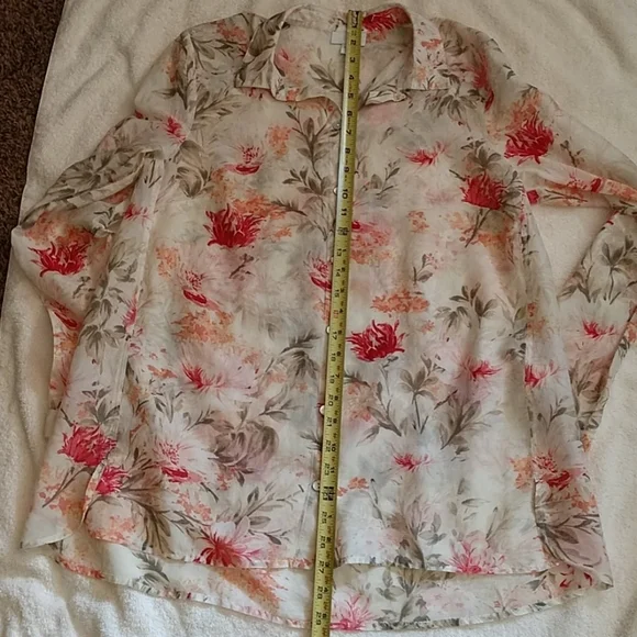 j.jill Sheer Long Sleeve Silk Blend Blouse - Picture 5 of 10